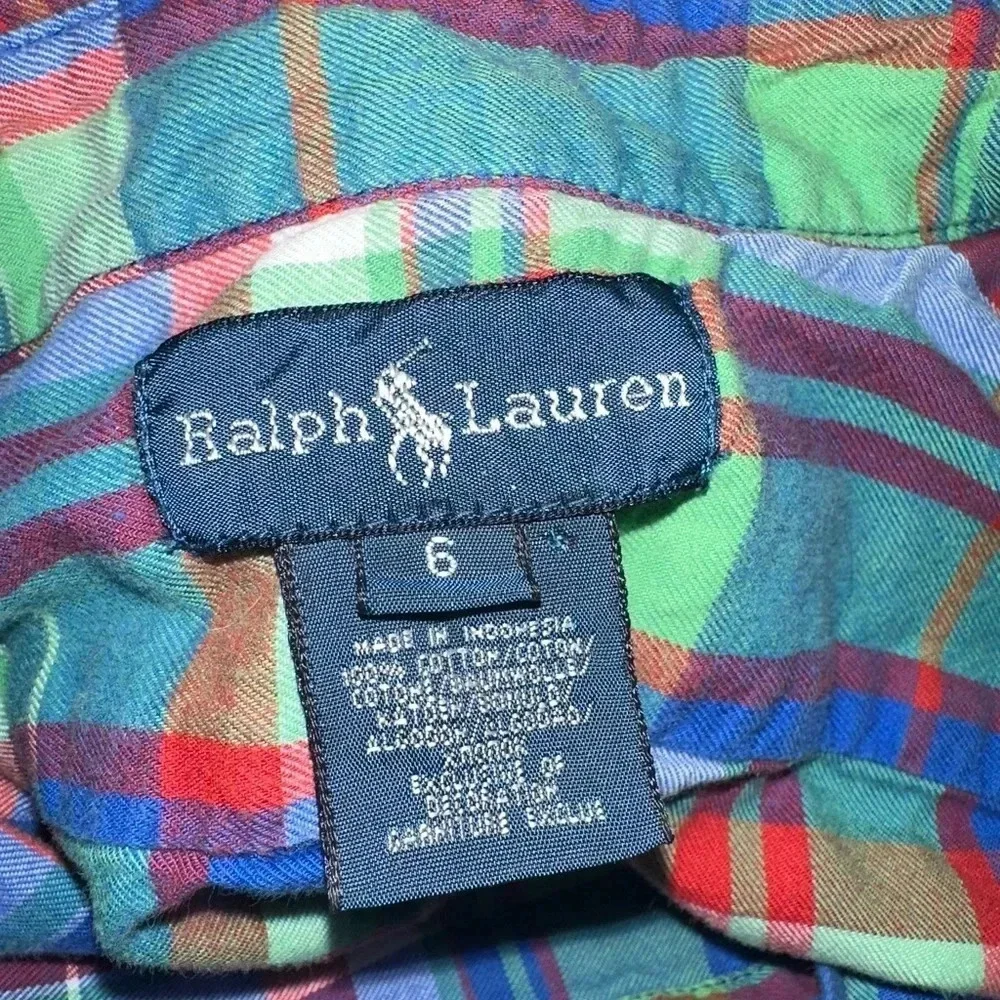RALPH LAUREN Boys Shirt Blue Check Cotton